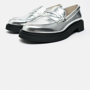 Zara Silver Loafers
